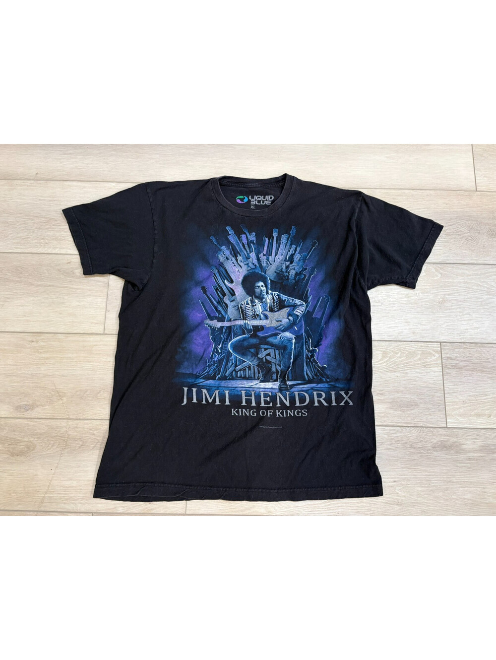 Liquid Blue Jimi Hendrix King Of Kings Graphic Guitar T Shirt Size XL